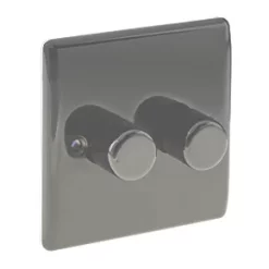 British General Nexus Metal 2-Gang 2-Way LED Dimmer Switch Black Nickel -British General Switches & Sockets Store 81890 A2