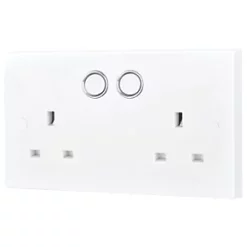 British General 900 Series 13A 2-Gang SP Switched Smart Socket White