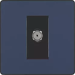British General Evolve Coaxial TV / FM Socket Blue with Black Inserts -British General Switches & Sockets Store 828RF A2