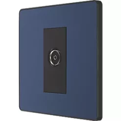 British General Evolve Coaxial TV / FM Socket Blue with Black Inserts