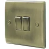 British General Nexus Metal 10AX 2-Gang 2-Way Light Switch Antique Brass