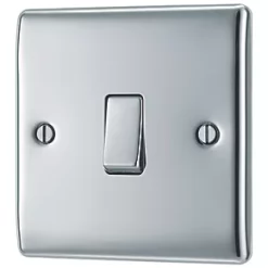 British General Nexus Metal 10AX 1-Gang 2-Way Light Switch Polished Chrome