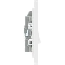 British General Evolve 20A 1-Gang DP Control Switch Brushed Steel with LED with White Inserts -British General Switches & Sockets Store 834PY A5