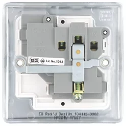 British General Nexus Metal 13A 1-Gang DP Switched Plug Socket Polished Chrome with White Inserts -British General Switches & Sockets Store 838FT A4