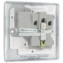 British General Nexus Metal 13A 1-Gang DP Switched Plug Socket Polished Chrome with White Inserts -British General Switches & Sockets Store 838FT A5