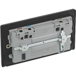 British General Evolve 13A 2-Gang SP Switched Socket + 3A 2-Outlet Type A & C USB Charger Grey with Black Inserts -British General Switches & Sockets Store 841RF A4