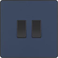 British General Evolve 20 A 16AX 2-Gang 2-Way Light Switch Blue with Black Inserts -British General Switches & Sockets Store 847PY A2