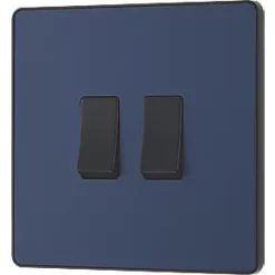 British General Evolve 20 A 16AX 2-Gang 2-Way Light Switch Blue with Black Inserts -British General Switches & Sockets Store 847PY A3