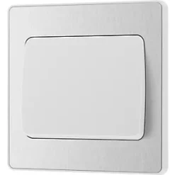 British General Evolve 20 A 16AX 1-Gang 2-Way Wide Rocker Light Switch Brushed Steel with White Inserts -British General Switches & Sockets Store 857PY A3
