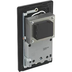 British General Evolve 2-Gang Dual Voltage Shaver Socket 115/240V Grey with Black Inserts -British General Switches & Sockets Store 858RF A4