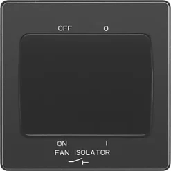 British General Evolve 10A 1-Gang 3-Pole Fan Isolator Switch Black with Black Inserts -British General Switches & Sockets Store 859PX A2