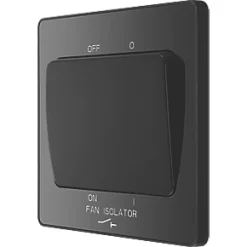 British General Evolve 10A 1-Gang 3-Pole Fan Isolator Switch Black with Black Inserts