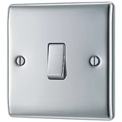 British General Nexus Metal 10AX 1-Gang Intermediate Switch Polished Chrome