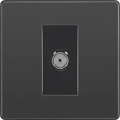 British General Evolve Coaxial TV / FM Socket Black with Black Inserts -British General Switches & Sockets Store 877RF A2
