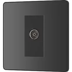 British General Evolve Coaxial TV / FM Socket Black with Black Inserts -British General Switches & Sockets Store 877RF A3