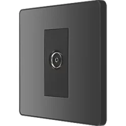 British General Evolve Coaxial TV / FM Socket Black with Black Inserts
