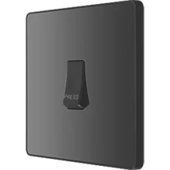 British General Evolve 10A 1-Gang 1-Way Bell Push Switch Black with Black Inserts