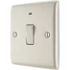 British General Nexus Metal 20A 1-Gang 2-Pole Control Switch Pearl Nickel with LED with Colour-Matched Inserts