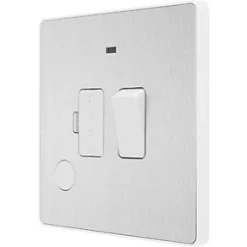 British General Evolve 13A Switched Fused Spur with LED Brushed Steel with White Inserts