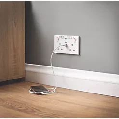 British General 900 Series 13A 2-Gang SP Switched Wi-Fi Extender Socket + 2.1A 1-Outlet Type A USB Charger White -British General Switches & Sockets Store 8865V A4