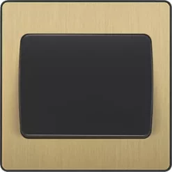 British General Evolve 20 A 16AX 1-Gang 2-Way Wide Rocker Light Switch Satin Brass with Black Inserts -British General Switches & Sockets Store 893PY A2