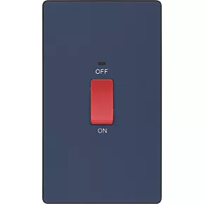 British General Evolve 45A 1-Gang 2-Pole Cooker Switch Blue with LED with Black Inserts 3 British General Evolve 45A 1-Gang 2-Pole Cooker Switch Blue with LED with Black Inserts - Image 3