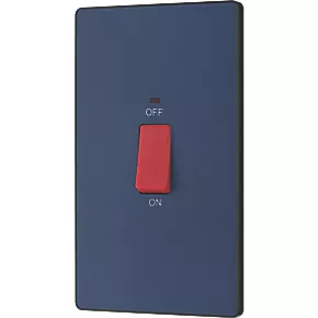 British General Evolve 45A 1-Gang 2-Pole Cooker Switch Blue with LED with Black Inserts 4 British General Evolve 45A 1-Gang 2-Pole Cooker Switch Blue with LED with Black Inserts - Image 4