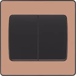 British General Evolve 20 A 16AX 2-Gang 2-Way Wide Rocker Light Switch Copper with Black Inserts -British General Switches & Sockets Store 906PY A2
