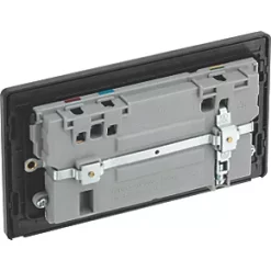 British General Evolve 13A 2-Gang SP Switched Socket + 3.1A 2-Outlet Type A USB Charger Black with Black Inserts -British General Switches & Sockets Store 906RF A4