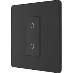 British General Evolve 1-Gang 2-Way LED Single Secondary Trailing Edge Touch Dimmer Switch Matt Black with Black Inserts