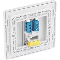 British General Evolve Master Telephone Socket Brushed Steel with White Inserts -British General Switches & Sockets Store 910RF A4