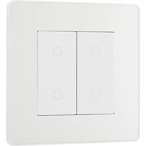 British General Evolve 2-Gang 2-Way LED Double Secondary Touch Trailing Edge Dimmer Switch Pearlescent White with White Inserts 2 British General Evolve 2-Gang 2-Way LED Double Secondary Touch Trailing Edge Dimmer Switch Pearlescent White with White Inserts - Image 2
