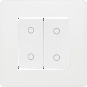 British General Evolve 2-Gang 2-Way LED Double Secondary Touch Trailing Edge Dimmer Switch Pearlescent White with White Inserts 3 British General Evolve 2-Gang 2-Way LED Double Secondary Touch Trailing Edge Dimmer Switch Pearlescent White with White Inserts - Image 3