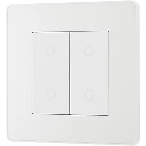 British General Evolve 2-Gang 2-Way LED Double Secondary Touch Trailing Edge Dimmer Switch Pearlescent White with White Inserts 4 British General Evolve 2-Gang 2-Way LED Double Secondary Touch Trailing Edge Dimmer Switch Pearlescent White with White Inserts - Image 4
