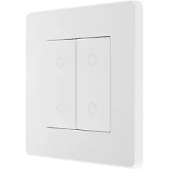 British General Evolve 2-Gang 2-Way LED Double Secondary Touch Trailing Edge Dimmer Switch Pearlescent White with White Inserts