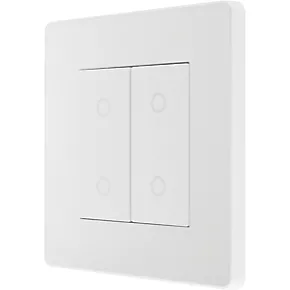 British General Evolve 2-Gang 2-Way LED Double Secondary Touch Trailing Edge Dimmer Switch Pearlescent White with White Inserts 1 British General Evolve 2-Gang 2-Way LED Double Secondary Touch Trailing Edge Dimmer Switch Pearlescent White with White Inserts