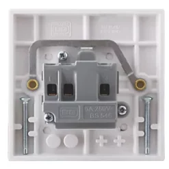 British General 900 Series 5A 1-Gang Unswitched Round Pin Plug Socket White -British General Switches & Sockets Store 91241 A2