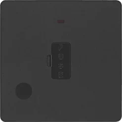 British General Evolve 13A Unswitched Fused Spur with LED Matt Black with Black Inserts -British General Switches & Sockets Store 926PX A2