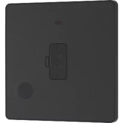 British General Evolve 13A Unswitched Fused Spur with LED Matt Black with Black Inserts -British General Switches & Sockets Store 926PX A3