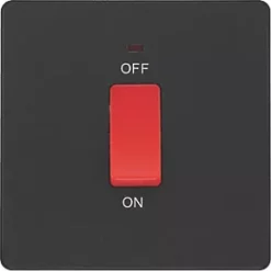 British General Evolve 45A 1-Gang 2-Pole Cooker Switch Blue with LED with Black Inserts -British General Switches & Sockets Store 930PY A2