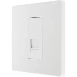 British General Evolve Master Telephone Socket Pearlescent White with White Inserts