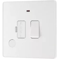 British General Evolve 13A Switched Fused Spur with LED Pearlescent White with White Inserts -British General Switches & Sockets Store 947PX A3