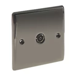British General Nexus Metal Coaxial TV Socket Black Nickel -British General Switches & Sockets Store 94965 A2