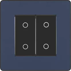 British General Evolve 2-Gang 2-Way LED Double Secondary Touch Trailing Edge Dimmer Switch Blue with Black Inserts -British General Switches & Sockets Store 961PY A2