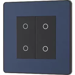 British General Evolve 2-Gang 2-Way LED Double Secondary Touch Trailing Edge Dimmer Switch Blue with Black Inserts -British General Switches & Sockets Store 961PY A3