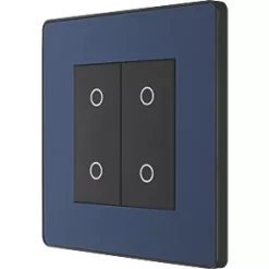 British General Evolve 2-Gang 2-Way LED Double Secondary Touch Trailing Edge Dimmer Switch Blue with Black Inserts