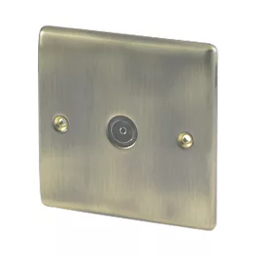British General Nexus Metal Coaxial TV Socket Antique Brass 1 British General Nexus Metal Coaxial TV Socket Antique Brass