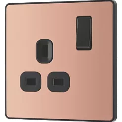 British General Evolve 13A 1-Gang SP Switched Socket Copper with Black Inserts -British General Switches & Sockets Store 969RF A3