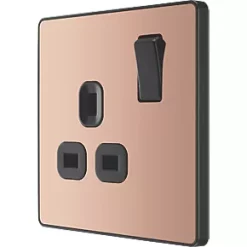 British General Evolve 13A 1-Gang SP Switched Socket Copper with Black Inserts