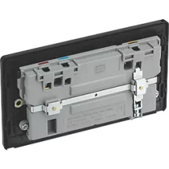 British General Evolve 13A 2-Gang SP Switched Double Socket With WiFi Extender + 2.1A 1-Outlet Type A USB Charger Satin Brass with Black Inserts -British General Switches & Sockets Store 972RF A4